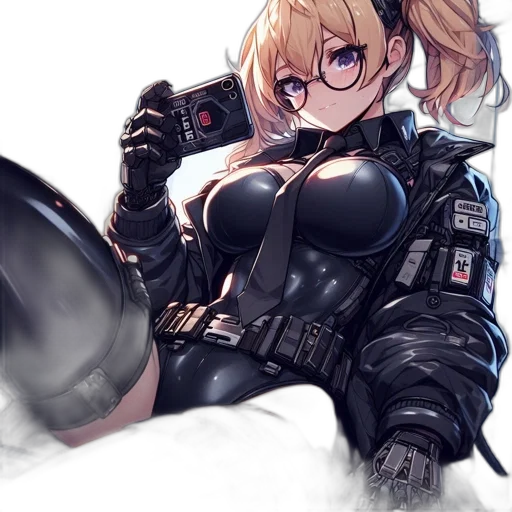 weapon, robot, jacket, staff transparent PNG cut-out