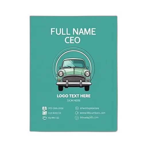 car, business, card, teal transparent PNG cut-out