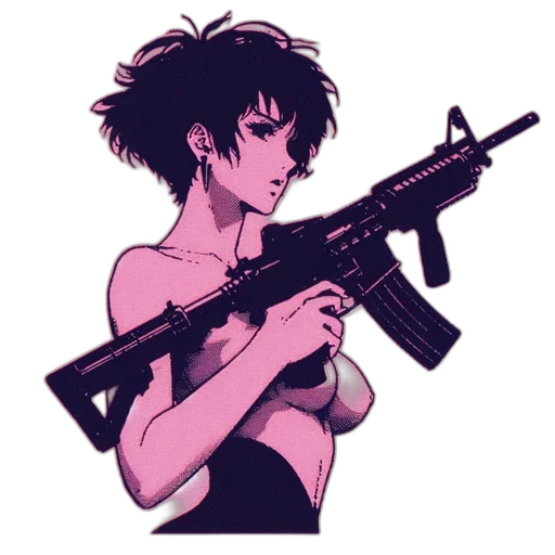 weapon, cyberpunk, vaporwave, anime transparent PNG cut-out