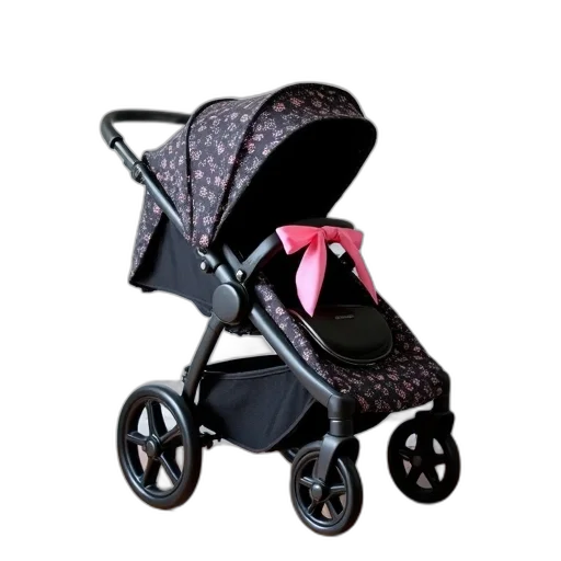 black, stroller, patterned, fabric transparent PNG cut-out