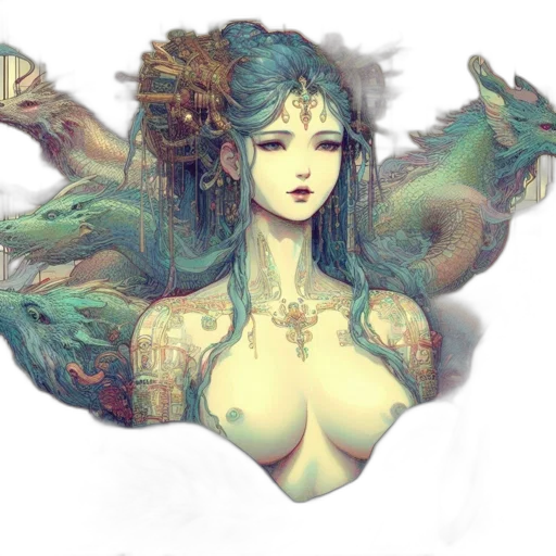 dragon, creature, jewelry, dress transparent PNG cut-out