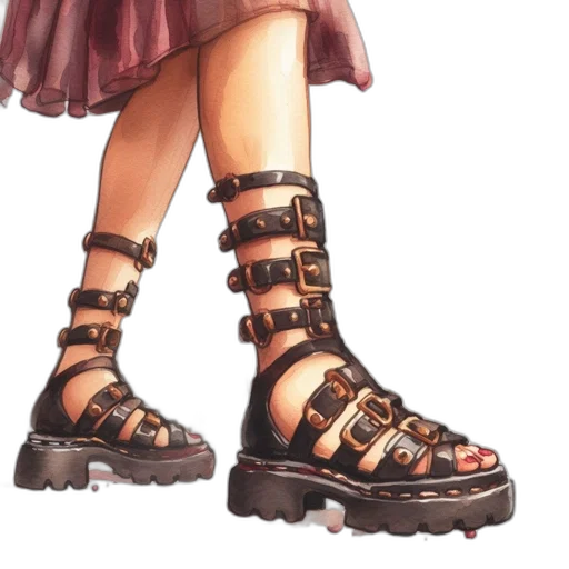 shoes, watercolor, concept art, photorealistic transparent PNG cut-out