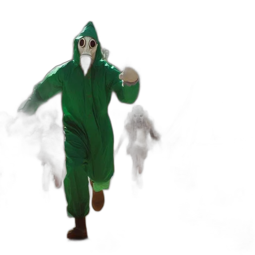 jacket, creature, mask, weapon transparent PNG cut-out