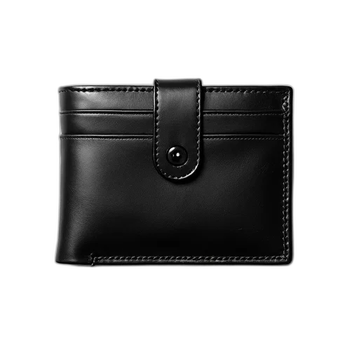 black, leather, wallet, smooth transparent PNG cut-out