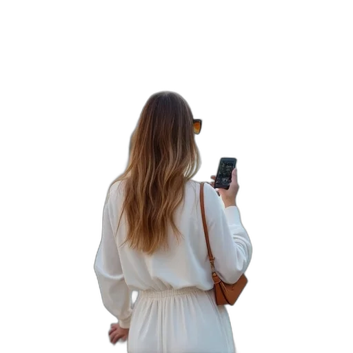 dress, staff, jacket, hair transparent PNG cut-out