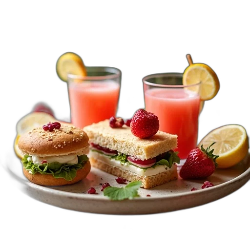 food, photorealistic, dessert, platter transparent PNG cut-out