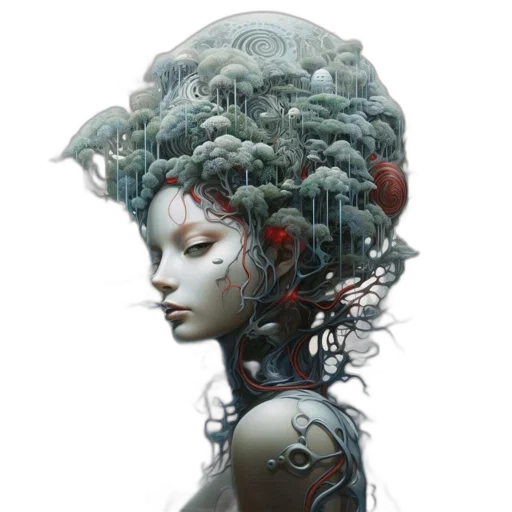robot, crown, hair, mask transparent PNG cut-out