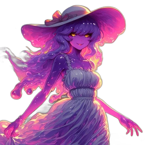 dress, hat, staff, creature transparent PNG cut-out