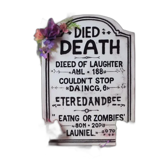 amusing, tombstone, reads, died transparent PNG cut-out
