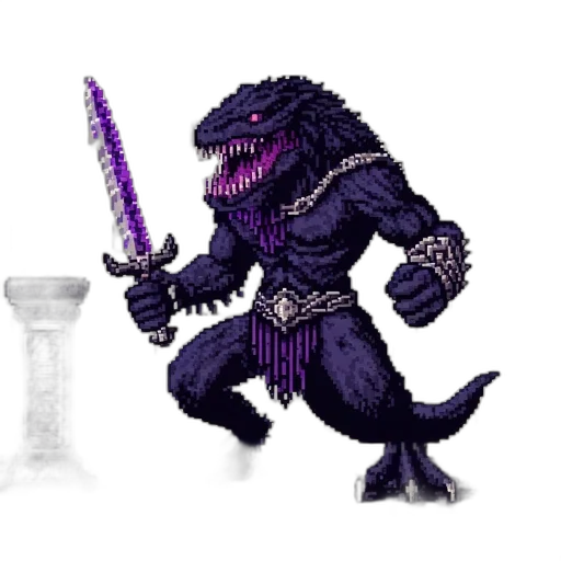dragon, creature, staff, pixel art transparent PNG cut-out