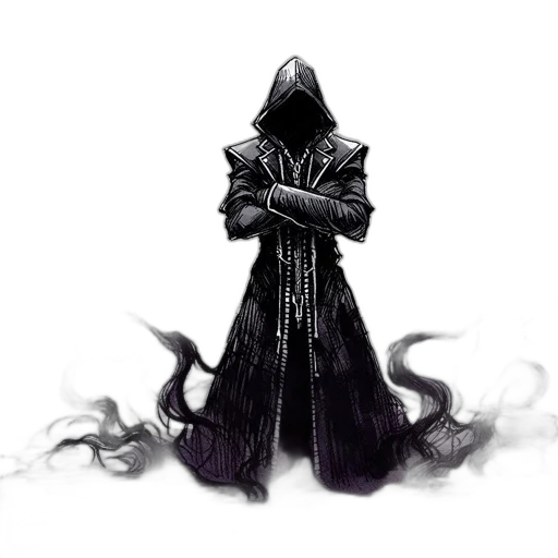 mask, jacket, staff, creature transparent PNG cut-out