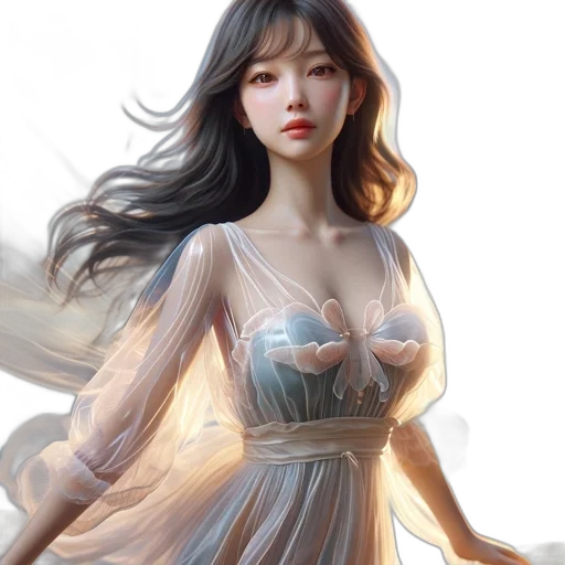 dress, fantasy art, photorealistic, oil painting transparent PNG cut-out
