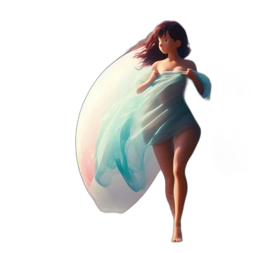 dress, umbrella, creature, concept art transparent PNG cut-out