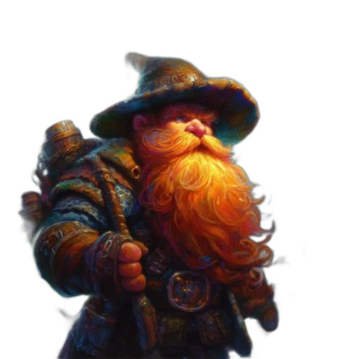 hat, staff, face, fantasy art transparent PNG cut-out