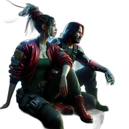 jacket, concept art, cyberpunk, comic book art transparent PNG cut-out