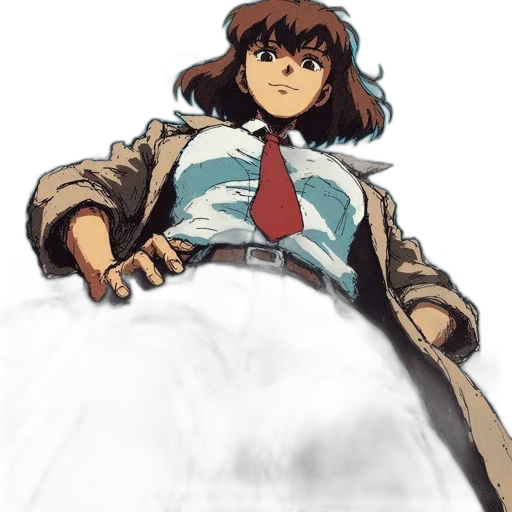 jacket, dress, staff, robot transparent PNG cut-out