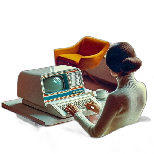 furniture, robot, 3d render, vaporwave transparent PNG cut-out