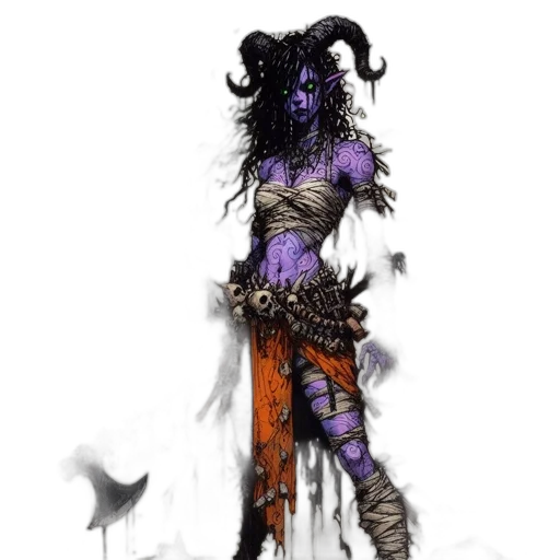 dress, mask, creature, staff transparent PNG cut-out