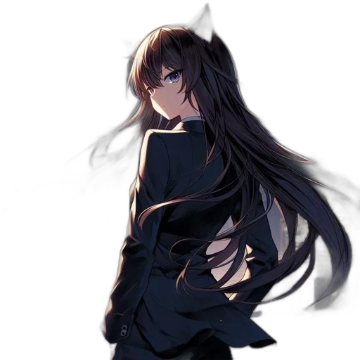 dress, hair, staff, weapon transparent PNG cut-out