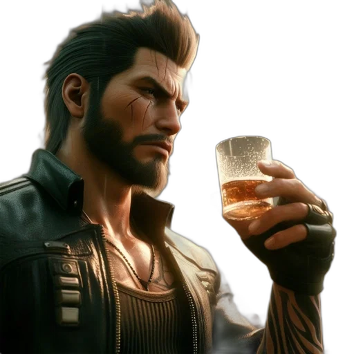jacket, concept art, aged, man transparent PNG cut-out