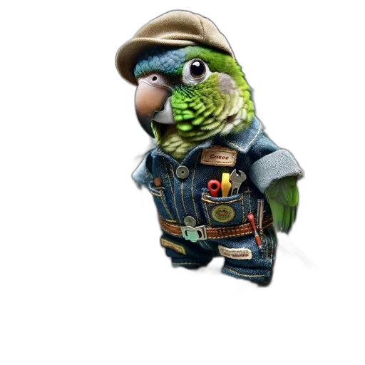 jacket, hat, staff, animal transparent PNG cut-out