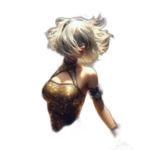 dress, mask, hair, robot transparent PNG cut-out