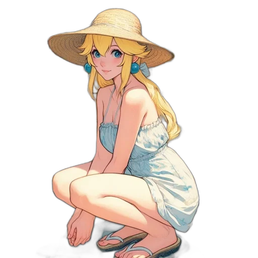 hat, dress, staff, flower transparent PNG cut-out