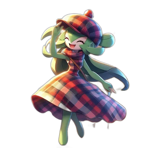 dress, hat, creature, staff transparent PNG cut-out