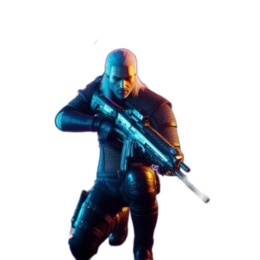 weapon, robot, staff, jacket transparent PNG cut-out