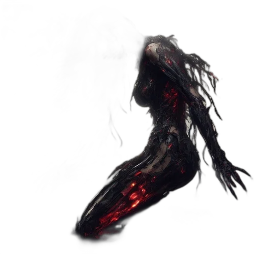 hair, dress, creature, weapon transparent PNG cut-out