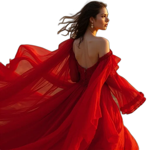 dress, photorealistic, red, photo transparent PNG cut-out
