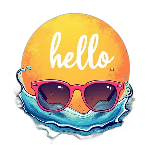 3d render, cartoon, hello, summer transparent PNG cut-out