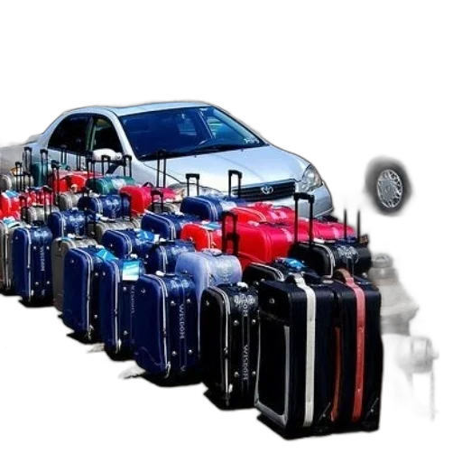 car, row, suitcases, various transparent PNG cut-out