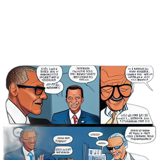 comic book art, cartoon, concept art, obama transparent PNG cut-out