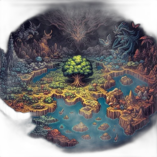 tree, concept art, fantasy art, pixel art transparent PNG cut-out