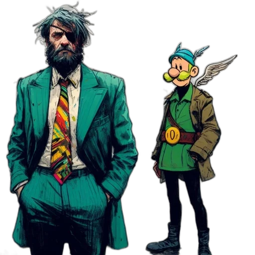 jacket, staff, comic book art, concept art transparent PNG cut-out