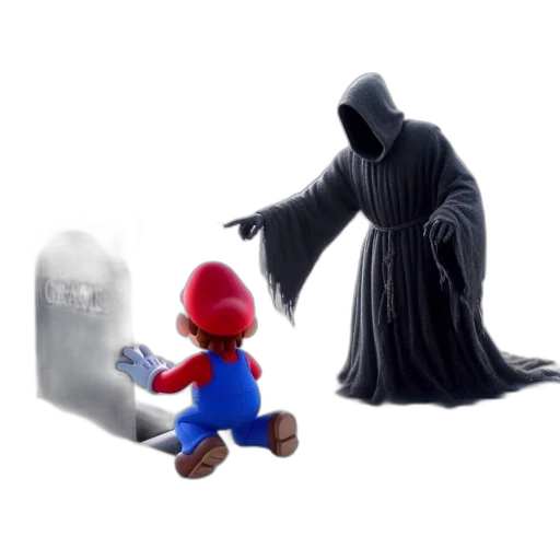 concept art, 3d render, pixel art, mario transparent PNG cut-out