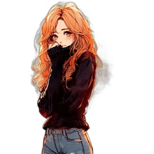 jacket, hair, face, watercolor transparent PNG cut-out
