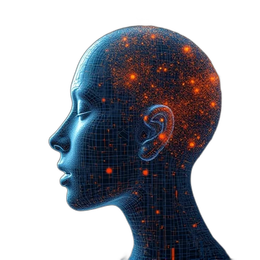 robot, face, crown, cyberpunk transparent PNG cut-out