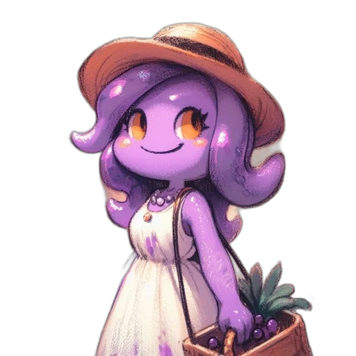 hat, staff, flower, dress transparent PNG cut-out