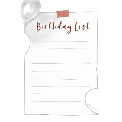 downloadable, birthday, list, template transparent PNG cut-out