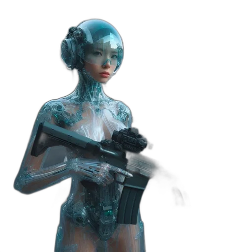 robot, concept art, cyberpunk, 3d render transparent PNG cut-out
