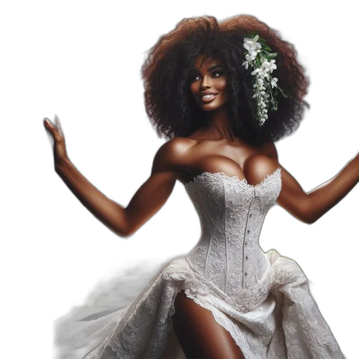 dress, afro-haired, woman, wearing transparent PNG cut-out
