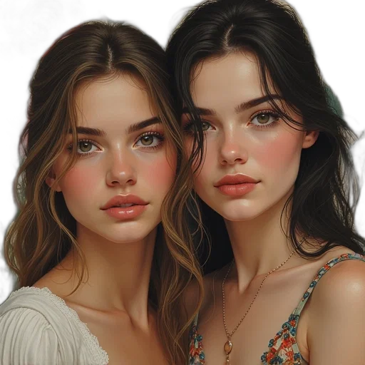 jewelry, face, photorealistic, oil painting transparent PNG cut-out