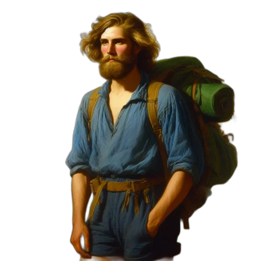 staff, jacket, face, oil painting transparent PNG cut-out