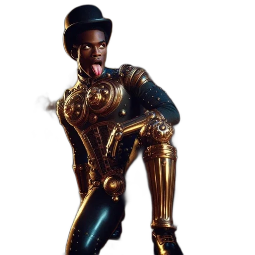 robot, staff, sword, man transparent PNG cut-out
