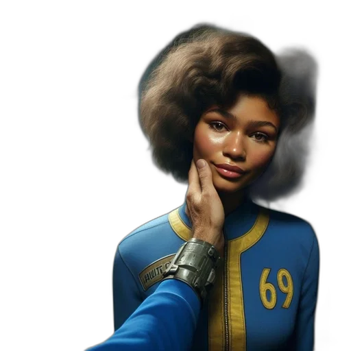 hair, face, jacket, robot transparent PNG cut-out