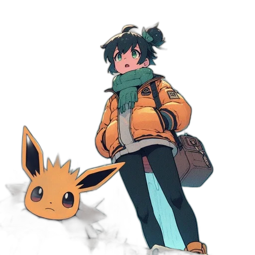 jacket, staff, dragon, creature transparent PNG cut-out