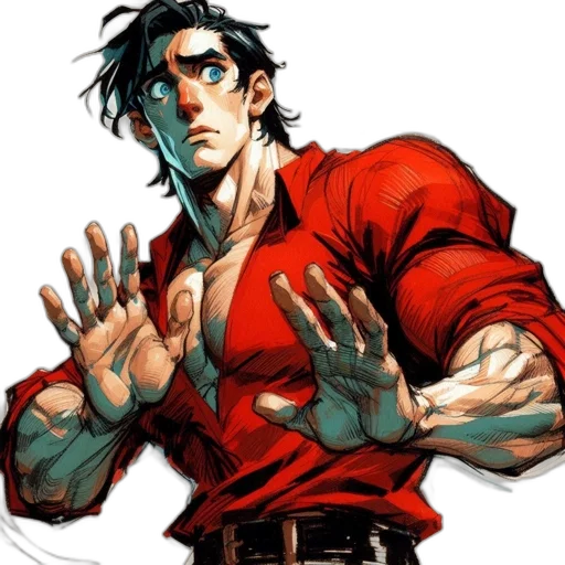jacket, weapon, face, staff transparent PNG cut-out