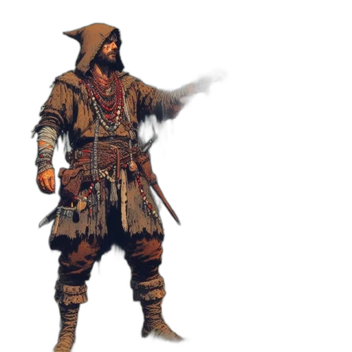weapon, sword, jacket, staff transparent PNG cut-out